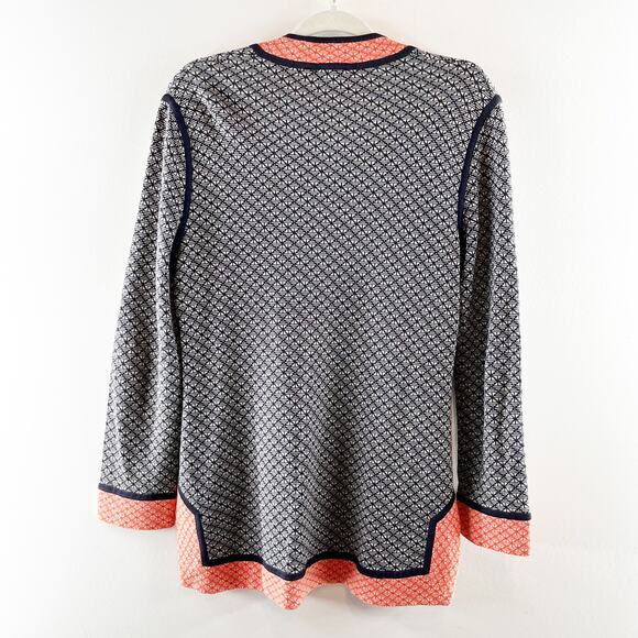 Tory Burch Colorblock Geometric Knit Tunic Sweater Top Blue Orange Small - Picture 8 of 8